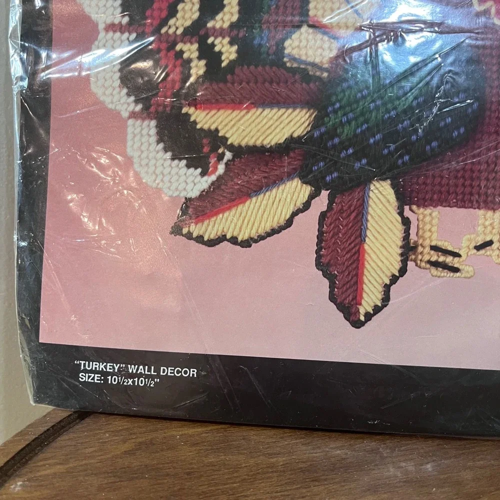 Vtg Bucilla‎ Turkey Wall Decor Plastic Canvas Kit 5983 Thanksgiving Autumn Craft